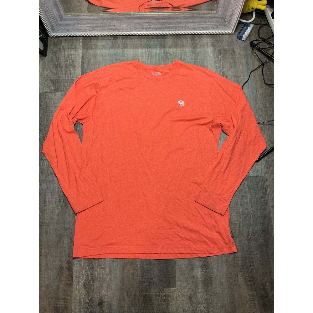 Mountain Hardwear Mens XL Long Sleeve Graphic Tee Orange Hiking Shirt